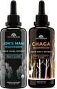 Naturealm Lion's Mane & Chaga Mushroom Extract - Στοίβα προσαρμογόνου για εστίαση, ανοσία, μακροζωία, ανακούφιση από το στρες, υγεία των ούλων, καταπολέμηση της γήρανσης, ενέργεια & περισσότερα - οργανικές σταγόνες υγρού - 50 mL κάθε (2 Pack)