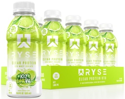 RYSE Clear Protein Drink - Lime Pie - 100 θερμίδες, 22g Whey Isolate Protein Shake, Sugar-Free, 0g Λίπος & Λακτόζη-Free - Αναζωογονητικό Ready-to-Dink Beverage - 16,9 fl oz μπουκάλια (12-Pack)