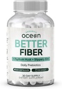 Organics Ocean Better Fiber - Daily Fiber Supplement - Soften Stool for Accessless Bowel Movies - with Psyllium Hulk and Slippery Elm - 90 Κάψουλες