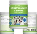 Pet Wellbeing Ultimate Probiotic 9 Strains for Dogs & Cats - Υποστηρίζει το έντερο μικροβιόμετρο και την πέψη, φροντίδα ανοσοποιητικού συστήματος, ούρα Φυλλαδική υγεία, FOS, 2,5 δισεκατομμύρια CFU - 11,29 oz (320 g) σκόνη