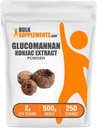 BulkSupplements.com Σκόνη γλυκομαννάνης - από Konjac Root Extract Powder, Συμπληρώματα γλυκομαννάνης - Χωρίς γλουτένη, 2g ανά Σερβίρισμα, 500g (1.1 lbs) (πακέτο των 1)