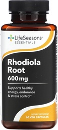 LifeSeasons Essentials Rhodiola Root - Υποστηρίζει υγιή αντίδραση στρες, Φυσικοί κύκλοι ύπνου, Εγκεφαλική Υγεία & Περισσότερα - Φυσική υποστήριξη ηρεμίας - 600 mg ανά 2 κάψουλες - 30 ημέρες προσφοράς