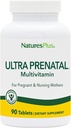 NaturesPlus Ultra Prenatal Multivitamin - 800 mcg Folate, 90 Vegetarian Tablets - Προγεννητικό συμπλήρωμα με Iodine, Calcium & B-Complex Vitamins - Χωρίς γλουτένη - 45 Σερβιέτες