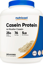 Nutricost Καζεΐνη Protein Powder 5lb - Micellar Καζεΐνη, Μη ΓΤΟ, Χωρίς γλουτένη (Άγευστη)