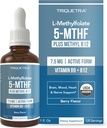 Organic L Methylfolate 7, 5 mg Plus Methyl B12 Cofactor - Μεταβολικά Ενεργό 5- MTHF Form, Superior Form of Folate - Βιολογική Γεύσεις Berry, Υγρή Υπογλώσσια Μορφή – Mood, Cognition, Methylation (1oz)
