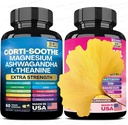 Southe & Smooth Bundle, Cortisol Υποστήριξη πολυβιταμίνη Combo, 200mg Μαγνήσιο Γλυκινικό, 150mg L-Θεανίνη, 150mg Ashwagandha, Phosphatidylserine, και Herbal Blend Cortisol Manager