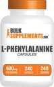 BulkSupplements.com Κάψουλες L-Φαινυλαλανίνης - Συμπλήρωμα φαινυλαλανίνης, L-Φαινυλαλανίνη 500mg - Χωρίς γλουτένη, 1 Καψάκιο ανά Σερβίρισμα, 240 Κάψουλες (Pack of 1)