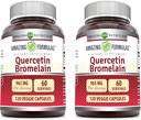 Amazing Formulas Quercetin 800mg με Bromelain 165mg, 120 κάψουλες Veggie συμπλήρωμα (πακέτο του 2) - Μη ΓΤΟ - Χωρίς γλουτένη - Υποστηρίζει τη συνολική υγεία & την ευεξία