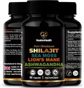 Shilajit, Sea Moss, Lion's Mane, και Ashwagandha κάψουλες - Πλήρης All-in-One συμπλήρωμα ευεξίας για το μυαλό, το σώμα, και τη ζωτικότητα - 60 Vegan κάψουλες