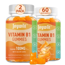 Βιταμίνη B1 Gummies 100mg για ενήλικες & παιδιά, Θιαμίνη B1 συμπλήρωμα με 600mg Ασβέστιο, το νευρικό σύστημα υποστηρίζει & ενισχύει την ενέργεια, Πορτοκαλί Γεύση, μη ΓΤΟ, Vegan, 120 Μασώμενα Gummies